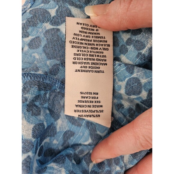 Nanette Lepore Cayman Blue Blouse Long Sleeves Flowy Fabric Nwt Elastic Cuff Med - Picture 10 of 11